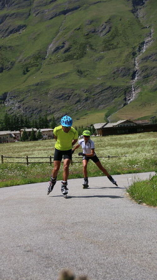 Rollerblade and ski-wheel track