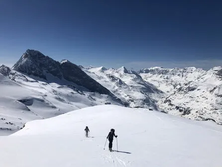 Ski touring in a white and silent world